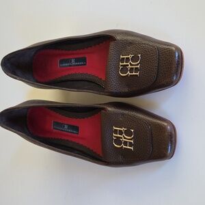 Carolina Herrera Brown Pumps With Gold Heel, Size 37 EUR/US 6.5